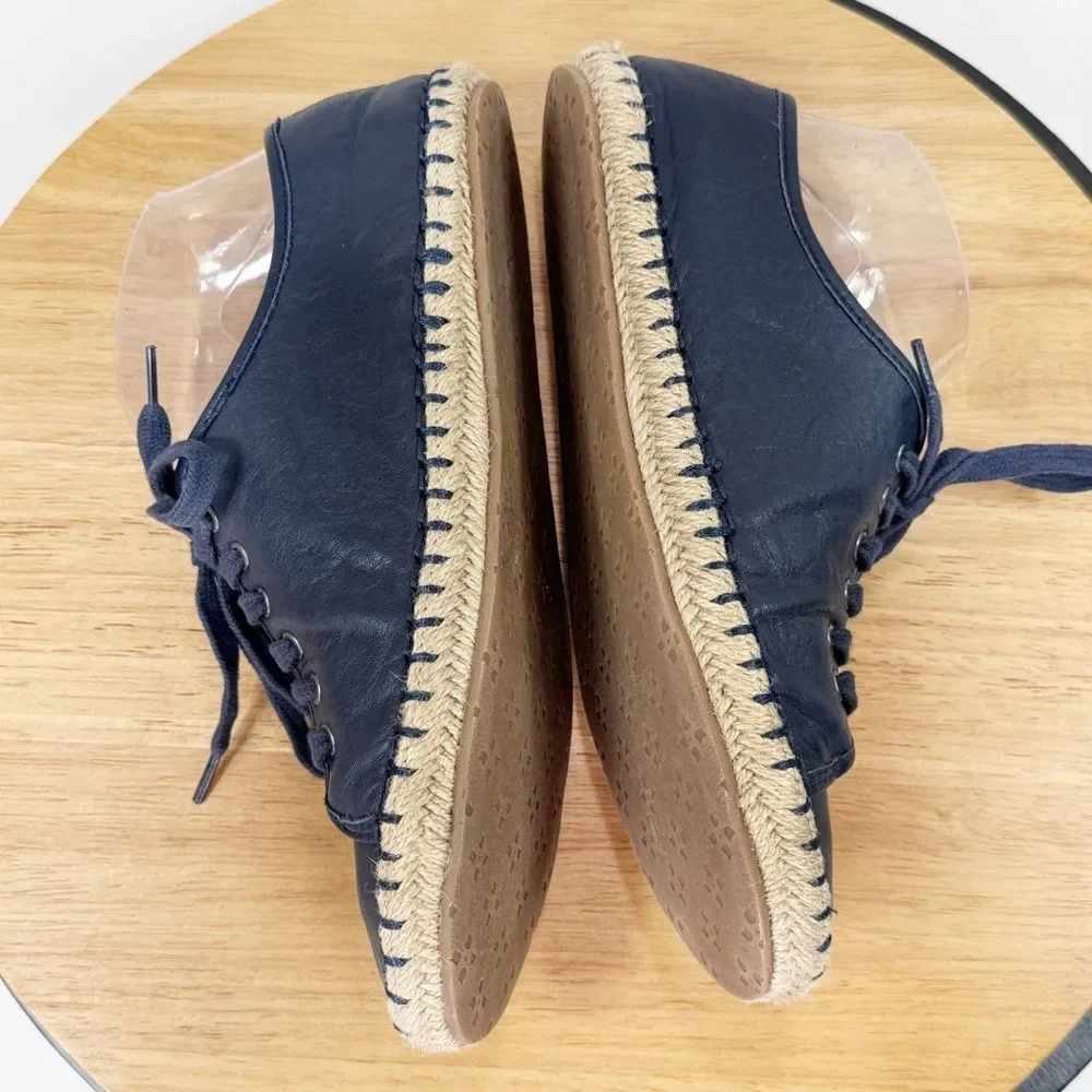 Patricia Nash Emiliana Lace Up‎ Leather Espadrille Sneakers Navy Blue 7